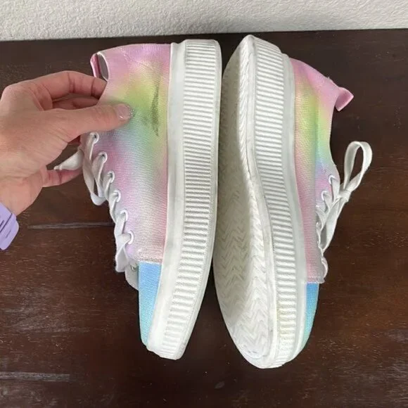 New BP Sonny Fab Platform Sneaker in Pastel Tie Dye Rainbow Sz 9 - Picture 7 of 10
